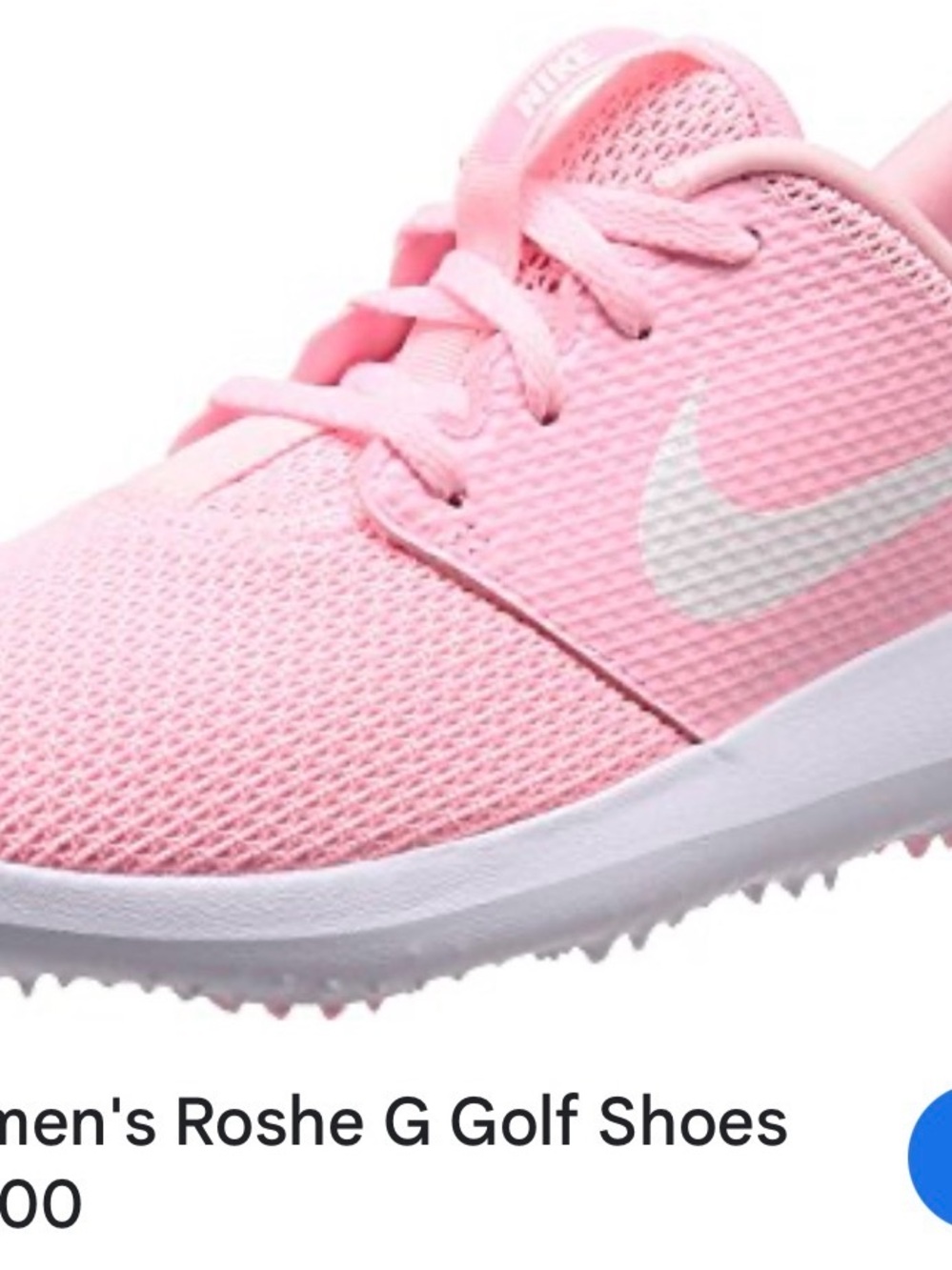 Nike Light Pink Mesh golf Roshe Athletic Sneakers with White Swoosh - Picture 6 of 6